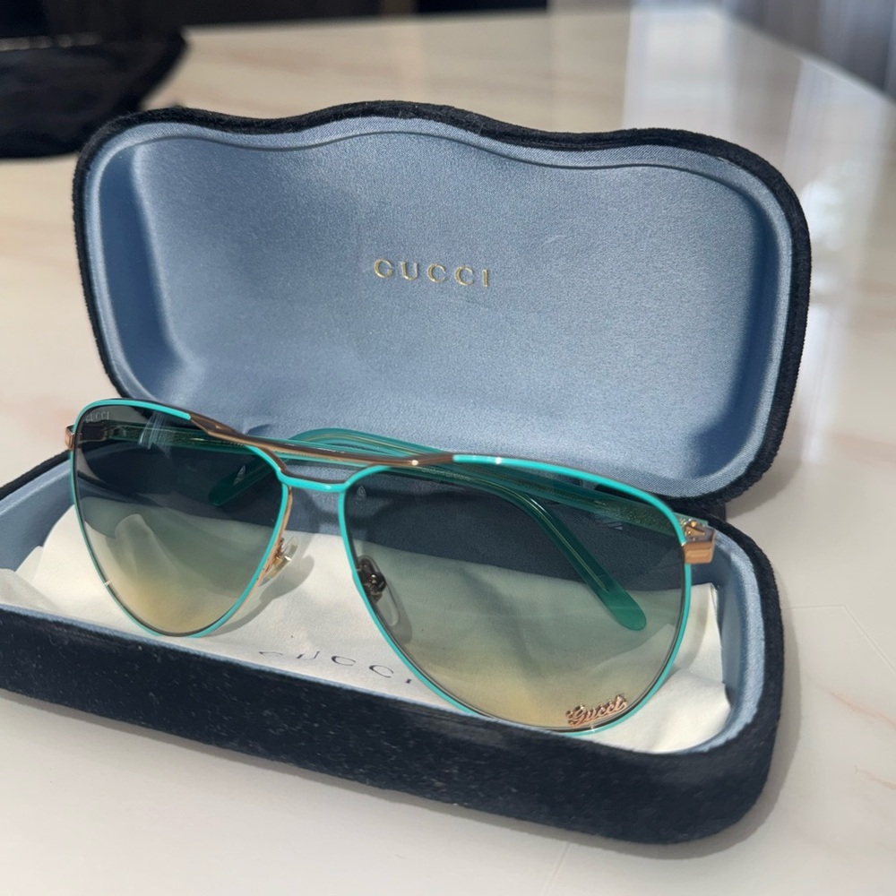 Gucci Teal Aviator Sunglasses